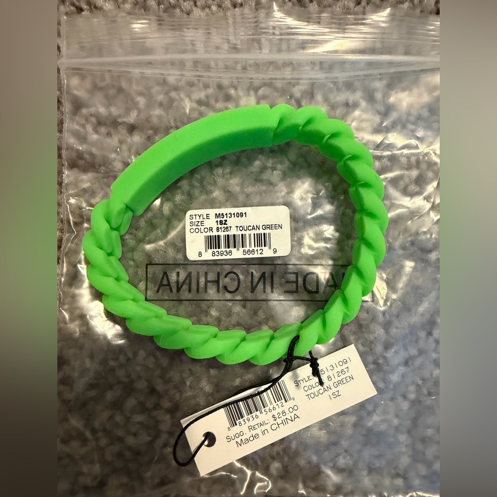 Marc by Marc Jacobs Silicone Toucan Green Braided Bracelet NWT